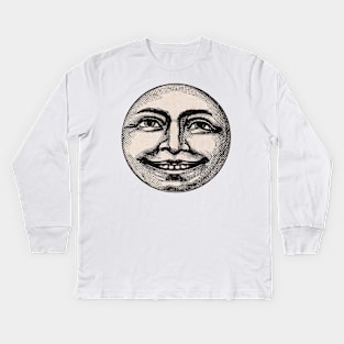 Man in the Moon Face Kids Long Sleeve T-Shirt